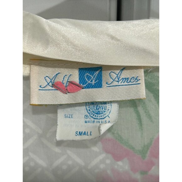 Ashley Ames Vintage Floral Tie Waist Robe Pink Green Sz Small Retro Bohemian - Picture 6 of 10